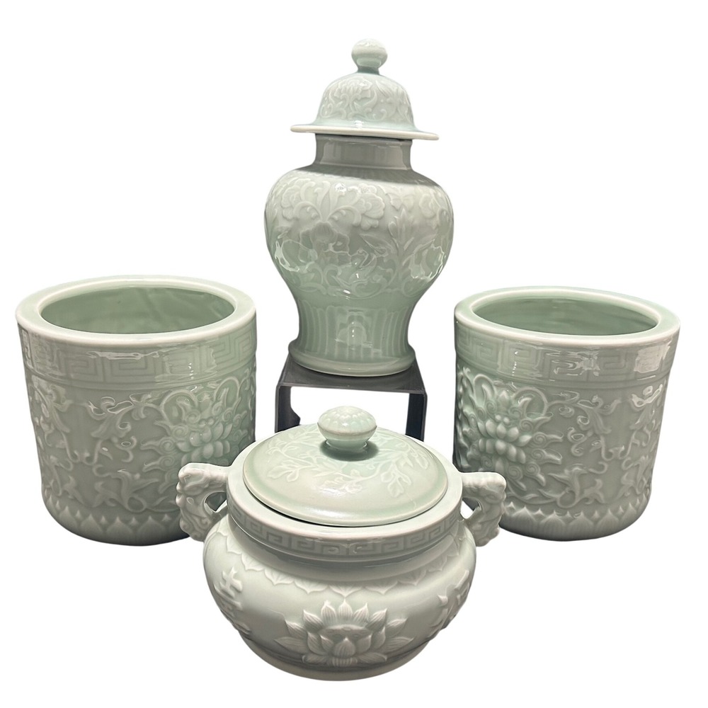 Celadon-style decorative porcelain set 5 Piece